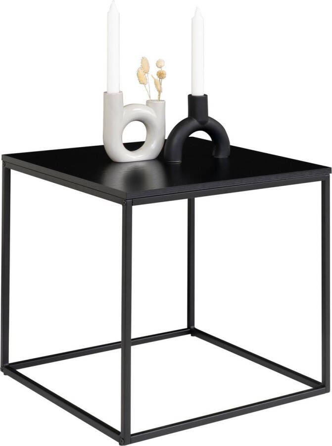 House Nordic Vita Sidetable Bijzettafel met zwart frame en zwart blad 45x45x45 cm