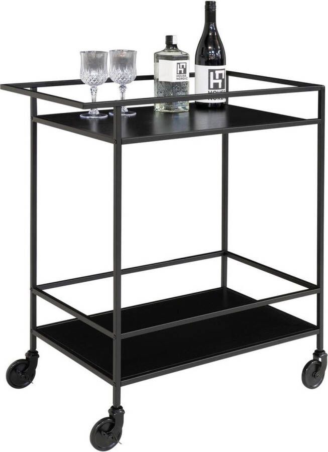 Norrut Vita Bar Trolley Bar trolley with black frame and wheels and two black shelves 68x40x79 cm