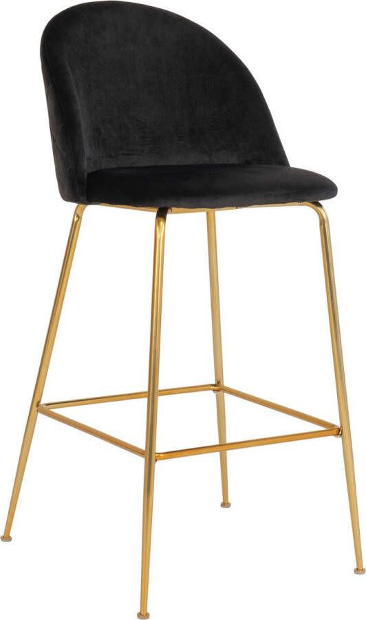House Nordic Lausanne Bar Chair Bar chair in black velvet with legs in brass look HN1207