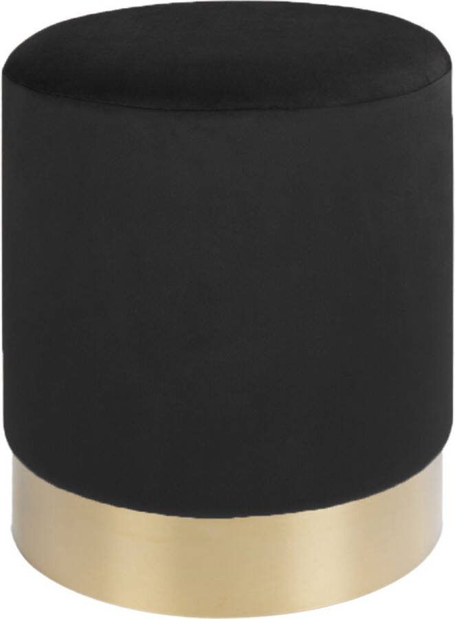 House Nordic Poef Gamby Velvet Zwart Ø34x43cm