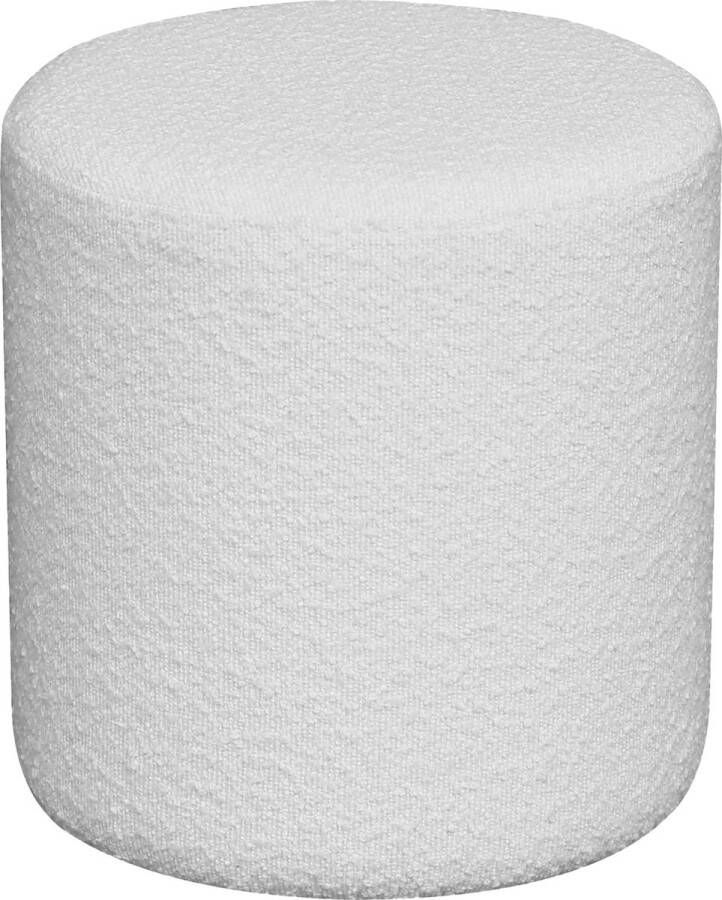 House Nordic Pouf Boucle Teddy stof Wit Rond 34x36cm