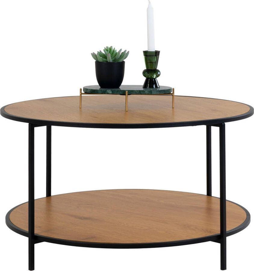 House Nordic Vita Salontafel Ronde tafel met zwart frame en eiken blad 80x45 cm