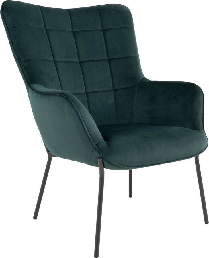 Giga Meubel House Nordic Fauteuil Donkergroen velvet Stof Textiel 79x70x98cm