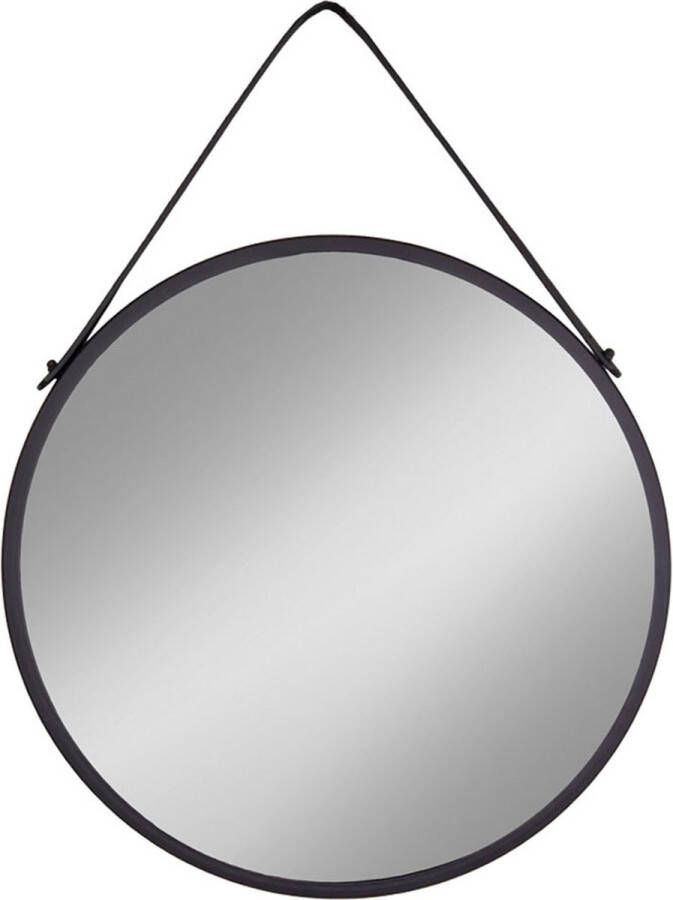 House Nordic Trapani spiegel met kunstleren band zwart.