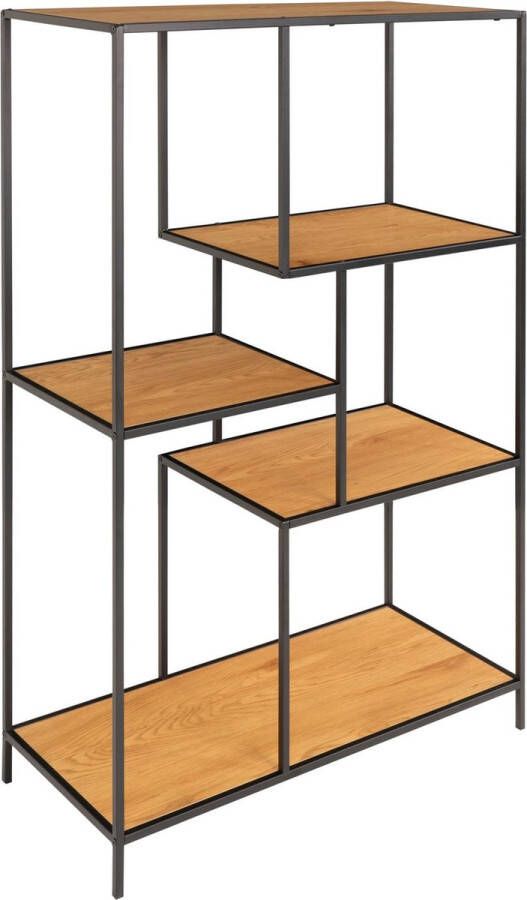 House Nordic Vita Shelf Shelf with black frame and oaklook shelves 36x80x120 cm
