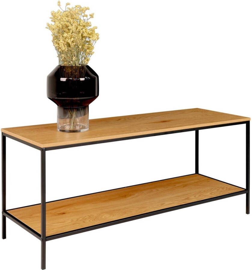 House Nordic Vita TV Stand TV table with black frame and two oak look shelves 100x36x45 cm
