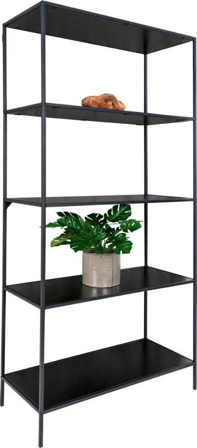 House Nordic Vita Shelf Shelf with black frame and 5 black shelves 80x36x170 cm