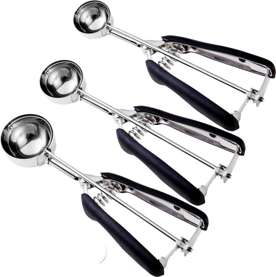 House of Husk 3 Stuks IJsscheppers Ijsschep Ijsjes Scheppen ijsboltang Bolletjeslepel Portioneerlepel Scoop 304 RVS