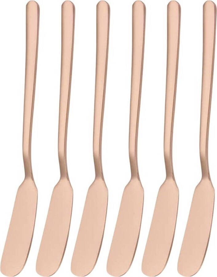 House of Husk Botermesjes Set Rose Goud RVS Botermes Smeermessen Tapas Mesjes 6 Stuks