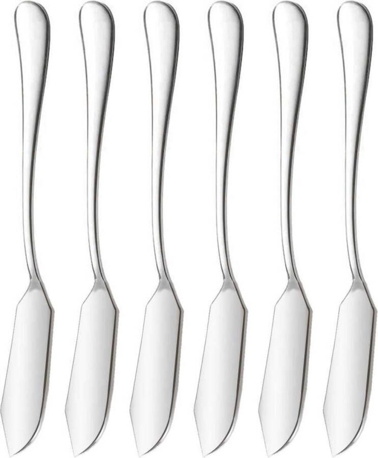 House of Husk Botermesjes Set Zilver RVS Botermes Smeermessen Tapas Mesjes 6 Stuks