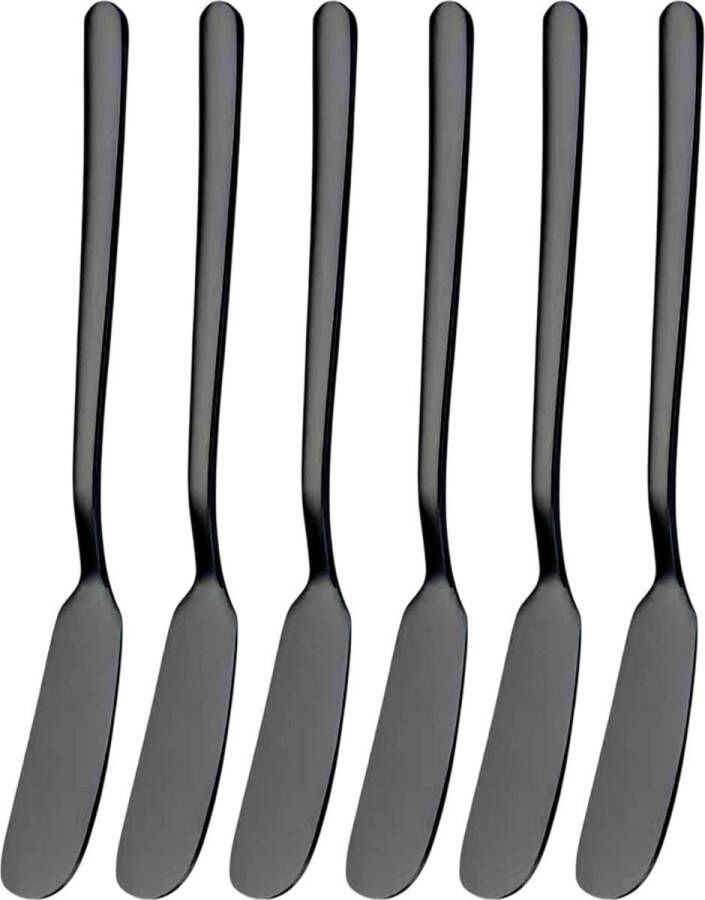 House of Husk Botermesjes Set Zwart RVS Botermes Smeermessen Tapas Mesjes 6 Stuks