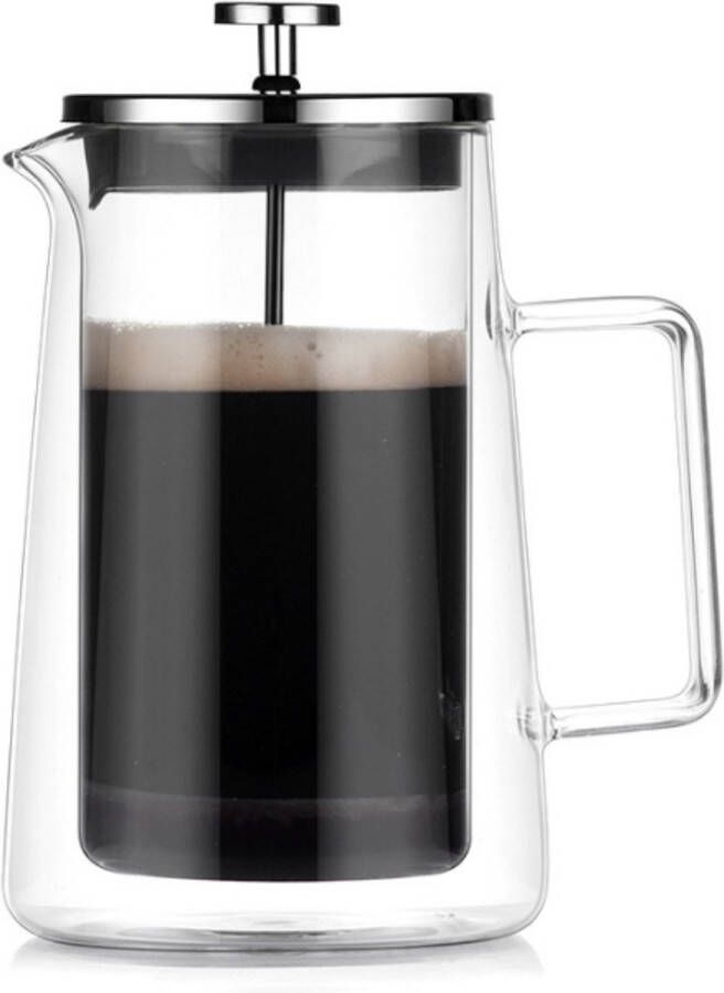House of Husk Dubbelwandige Cafetière French Press Coffeemaker Filter Koffie Borosillicaat Glas Slow Coffee 1 Liter