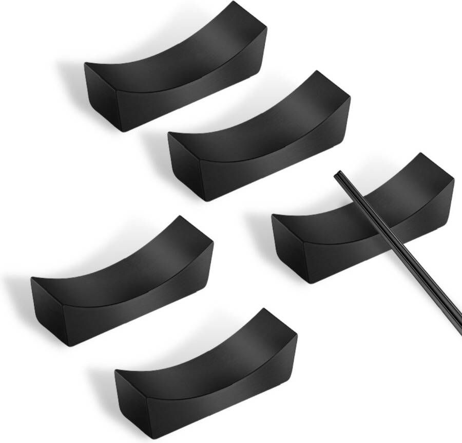 House of Husk Eetstokjes Houder Set Chopstick Holder Zwart Sushi Servies RVS 5 Stuks