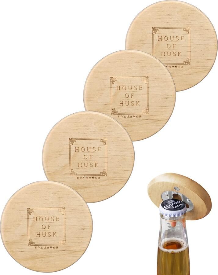 House of Husk 2 in 1 Flessenopener en Magneet Koelkast Magneten Bieropener 4 Stuks