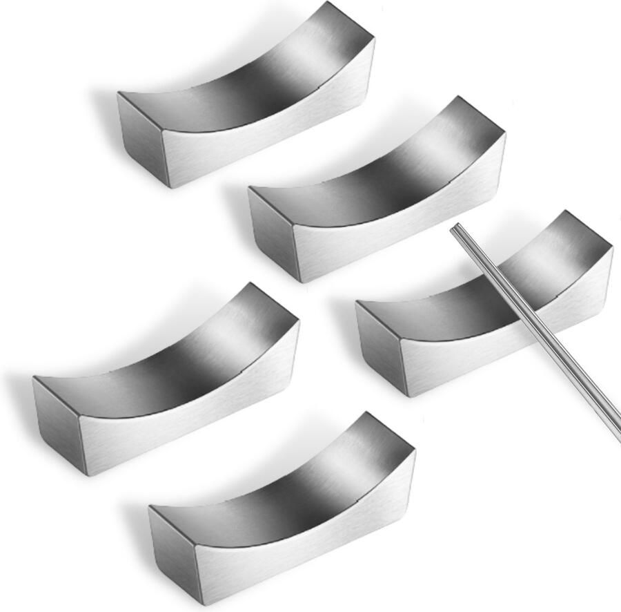 House of Husk Eetstokjes Houder Set Chopstick Holder Zilver Sushi Servies RVS 5 Stuks