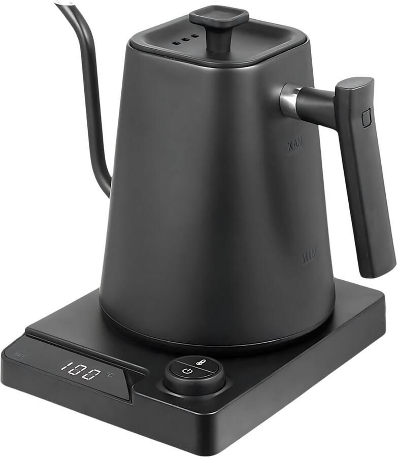 House of Husk Gooseneck Waterkoker Slow Coffee Kettle Heet Water Ketel Temperatuurregeling Warmhoud Functie 900 ml Zwart