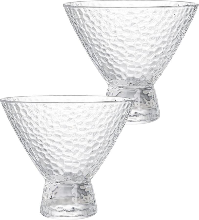 House of Husk IJscoupe Glazen 2 Stuks IJsglazen Dessert Glas Sorbetglazen Cocktail Glazen Reliëf Design