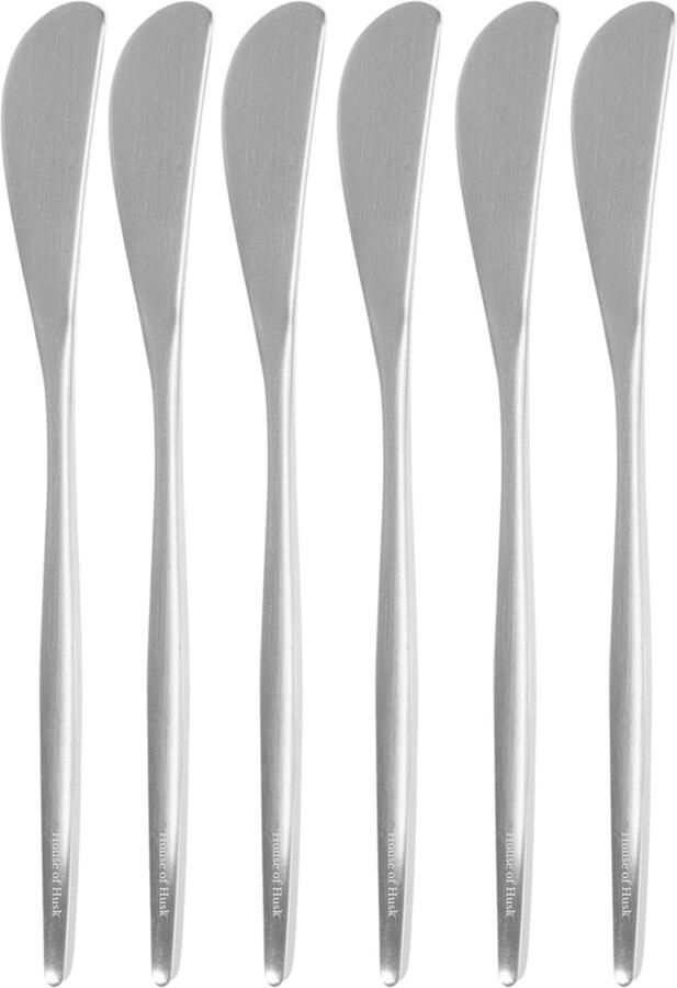 House of Husk Matte Botermesjes Set Zilver RVS Botermes Smeermessen Tapas Mesjes 6 Stuks