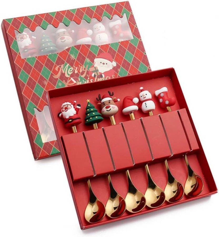 House of Husk Kerst Theelepels Set Theelepeltjes Koffielepels Koffielepeltjes RVS 15cm 6 Stuks Goud