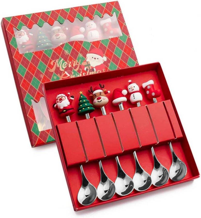 House of Husk Kerst Theelepels Set Theelepeltjes Koffielepels Koffielepeltjes RVS 15cm 6 Stuks Zilver