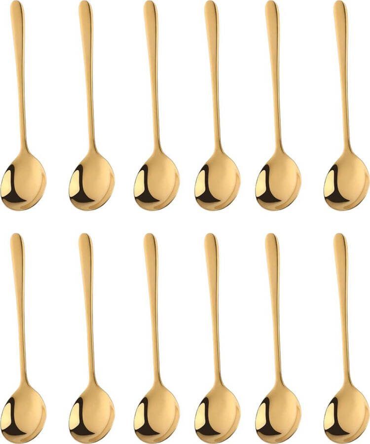 House of Husk Koffielepel Set Theelepel Koffielepeltjes Espresso Lepeltjes RVS 12cm 12 Stuks Goud