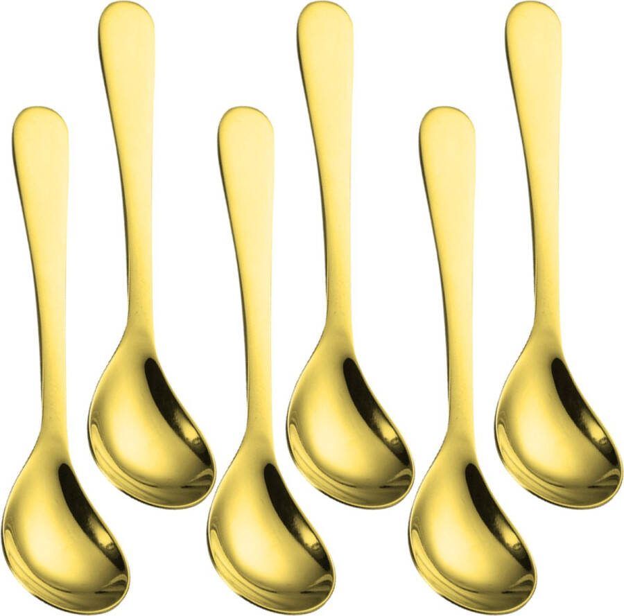 House of Husk Korte IJslepels Ice Cream Spoon Dessertlepels Sorbetlepel Hoogglans Goud 15 centimeter