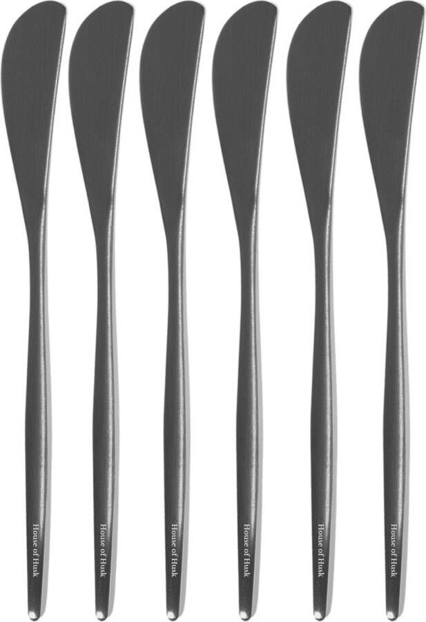 House of Husk Matte Botermesjes Set Zwart RVS Botermes Smeermessen Tapas Mesjes 6 Stuks