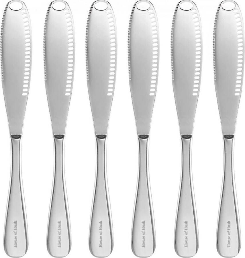 House of Husk Multifunctionele Botermessen Set Zilver RVS Botermes Smeermessen 6 Stuks