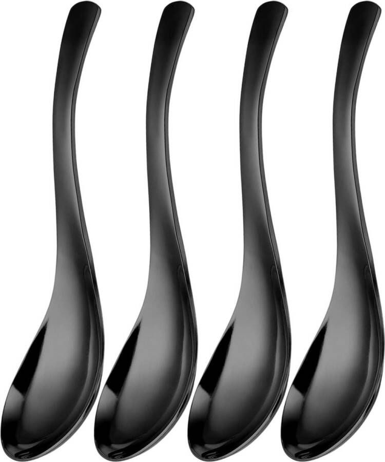 House of Husk Oosterse Soeplepel Set Rijstlepel Amuse Lepel 304 Roestvrijstaal 16.4cmx4.3 4 Stuks