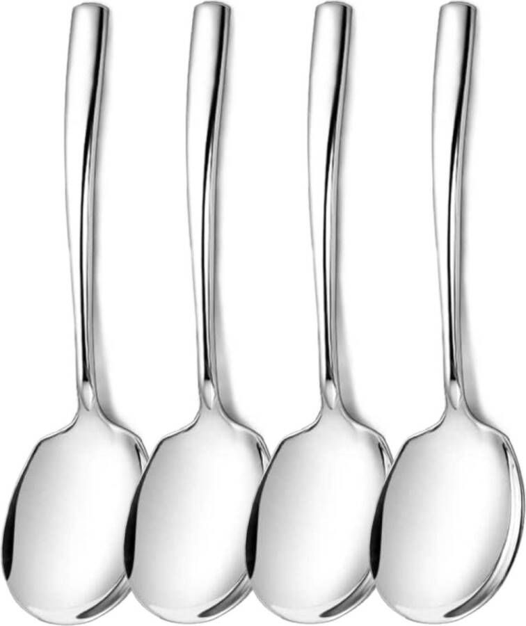 House of Husk Opscheplepel Set Zilver Serveerlepel Groetelepel Aardappellepel 21cm 304 RVS 4 Stuks