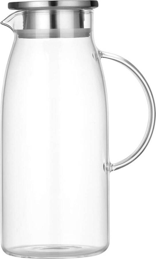 House of Husk Schenkkan Glazen Waterkan Waterkaraf voor Fruitwater Multifunctionele Decanteer Karaf Kan met Deksel 1.8L
