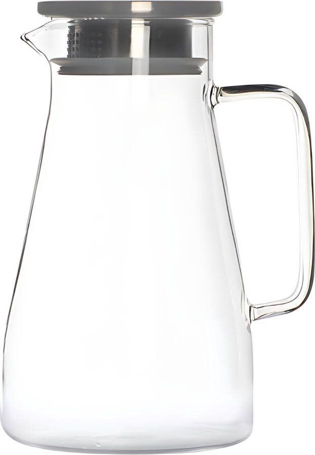 House of Husk Schenkkan Glazen Waterkan Waterkaraf voor Fruitwater Multifunctionele Decanteer Karaf Kan met Deksel 1.8L