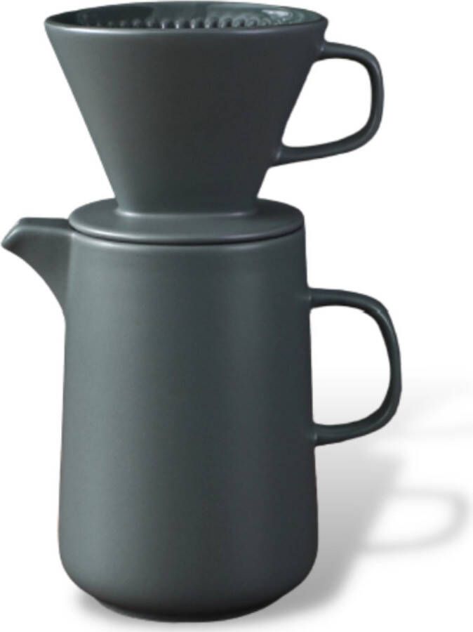 House of Husk ™ Slow Coffee 0.6L Koffiefilter Coffeemaker Koffiefilterhouder met Koffiekan en Deksel Cafetière Pour Over Grijs Kleur