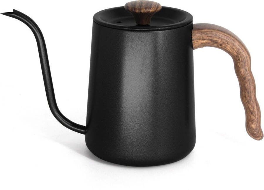 House of Husk Slow Coffee Ketel Pour Over Kettle Gooseneck kettle Heet Water Ketel Coffeemaker RVS Cafetière 600 ml Zwart