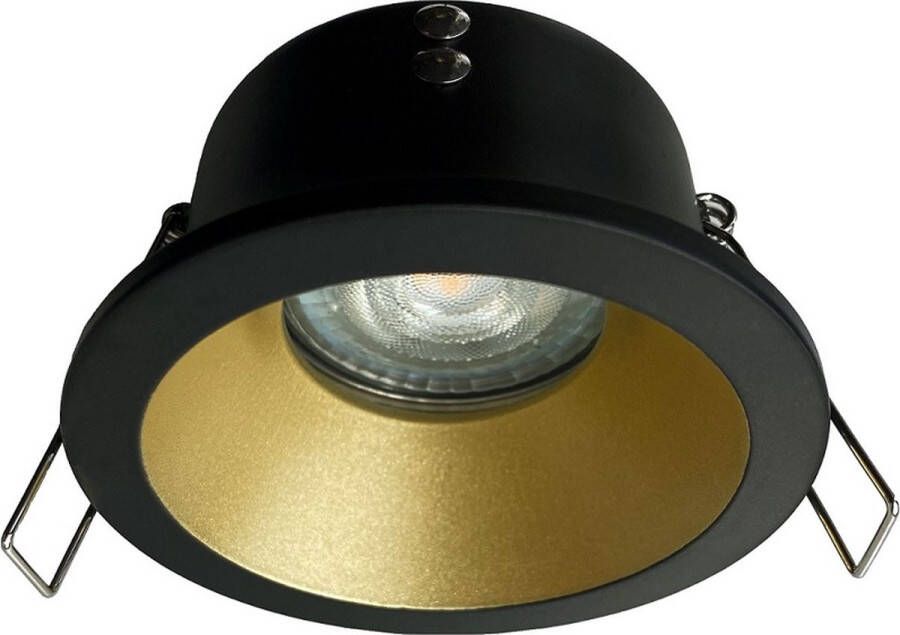 House of Light 2 stuks LED inbouwspots DEEP * vast model rond * mat zwart goud * waterdicht IP65 voor binnen en buiten * incl. dimbare Philips LED lampen * 4.8W (vervangt 50W) * 2700K warm wit * incl. GU10 fitting met trekontlasting *