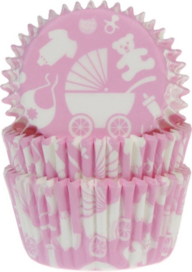 House of Marie Cupcake Vormpjes Baking Cups Baby Roze pk 50