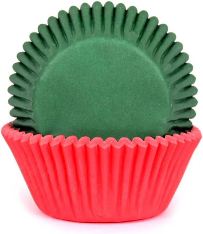 House of Marie Cupcake Vormpjes Baking Cups Rood Groen pk 50