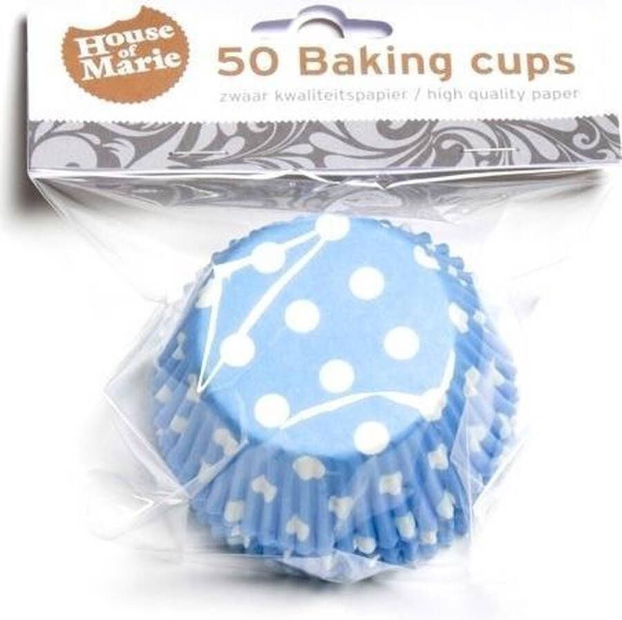 House of Marie Cupcake Vormpjes Baking Cups Stip Blauw pk 50