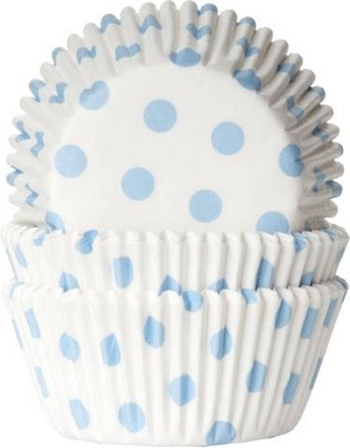 House of Marie Cupcake Vormpjes Baking Cups Stip Wit Baby Blauw pk 50