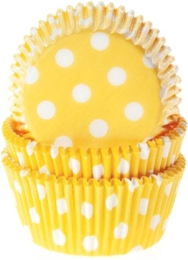 House of Marie Cupcake Vormpjes (Baking Cups) Stippen Geel pk 50