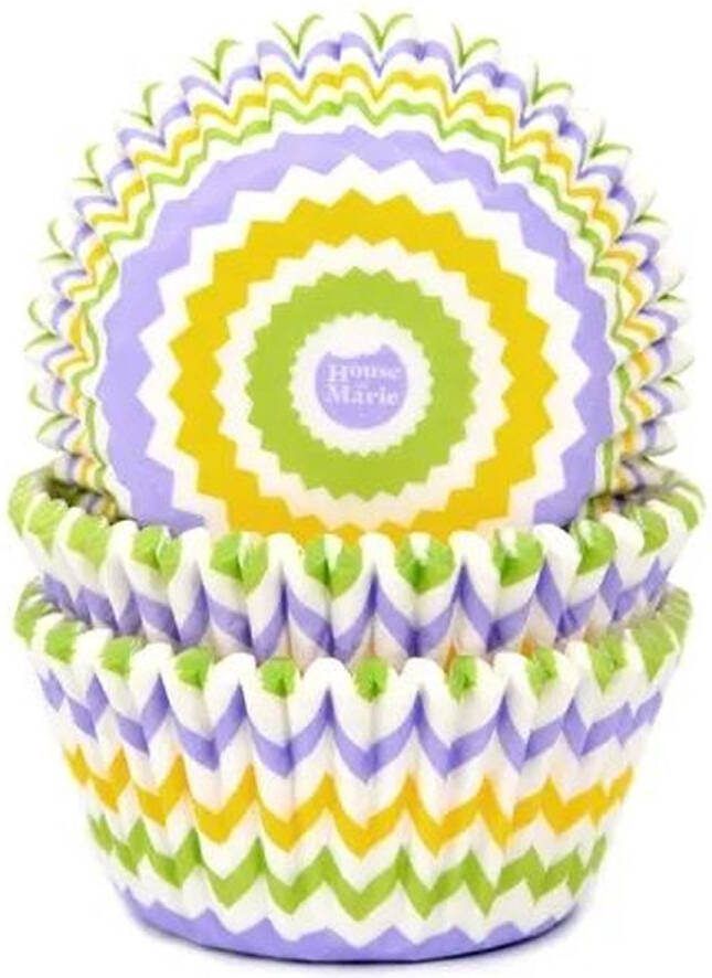 House of Marie Cupcake Vormpjes Chevron Lente pk 50 Baking Cups