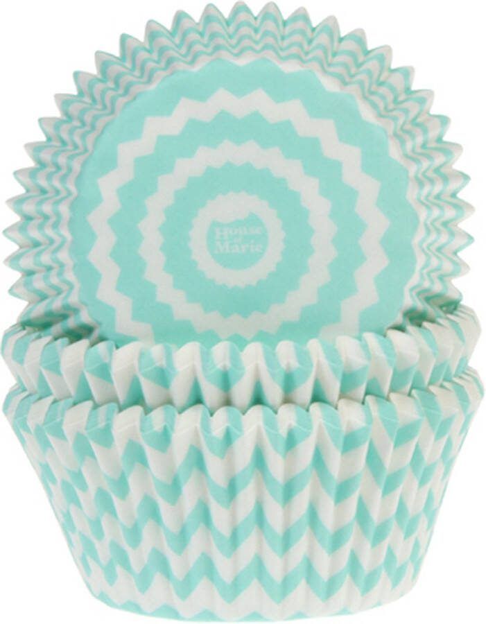 House of Marie Cupcake Vormpjes Chevron Mint pk 50 Baking Cups