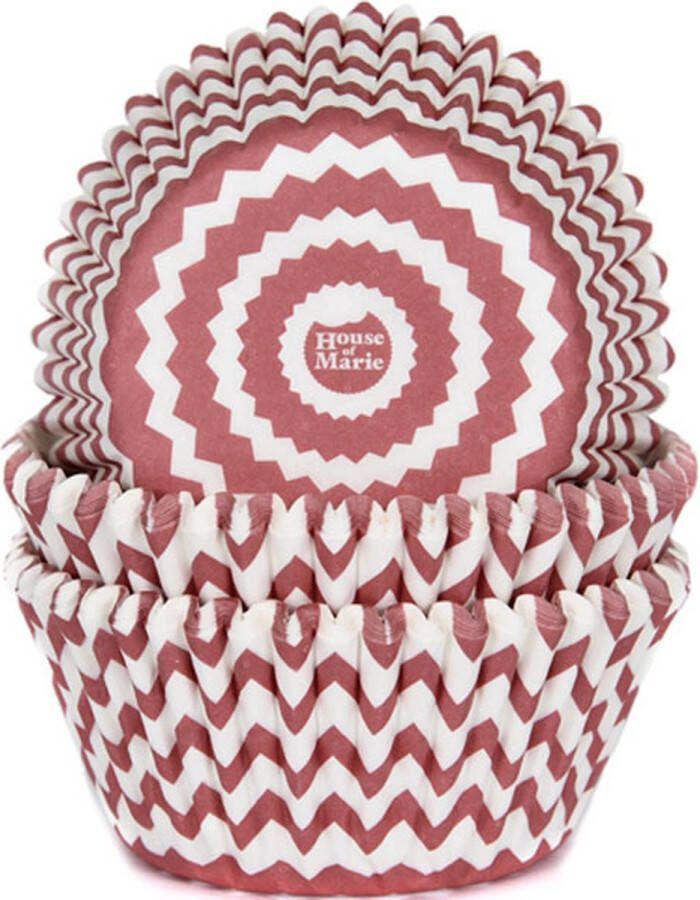 House of Marie Cupcake Vormpjes Chevron Rood pk 50 Baking Cups