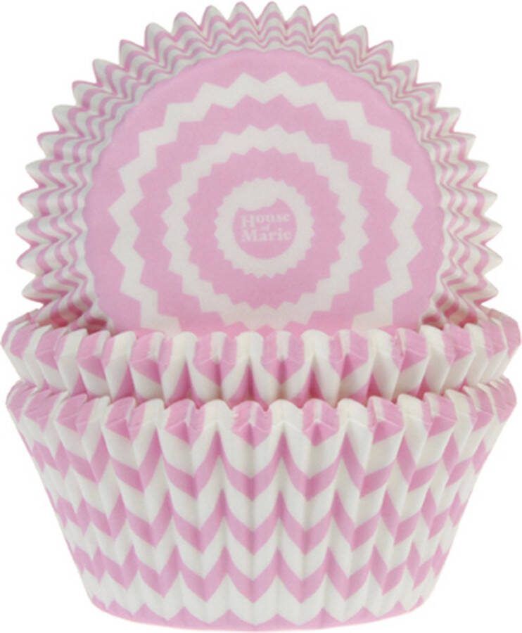 House of Marie Cupcake Vormpjes Baking Cups Chevron Roze pk 50