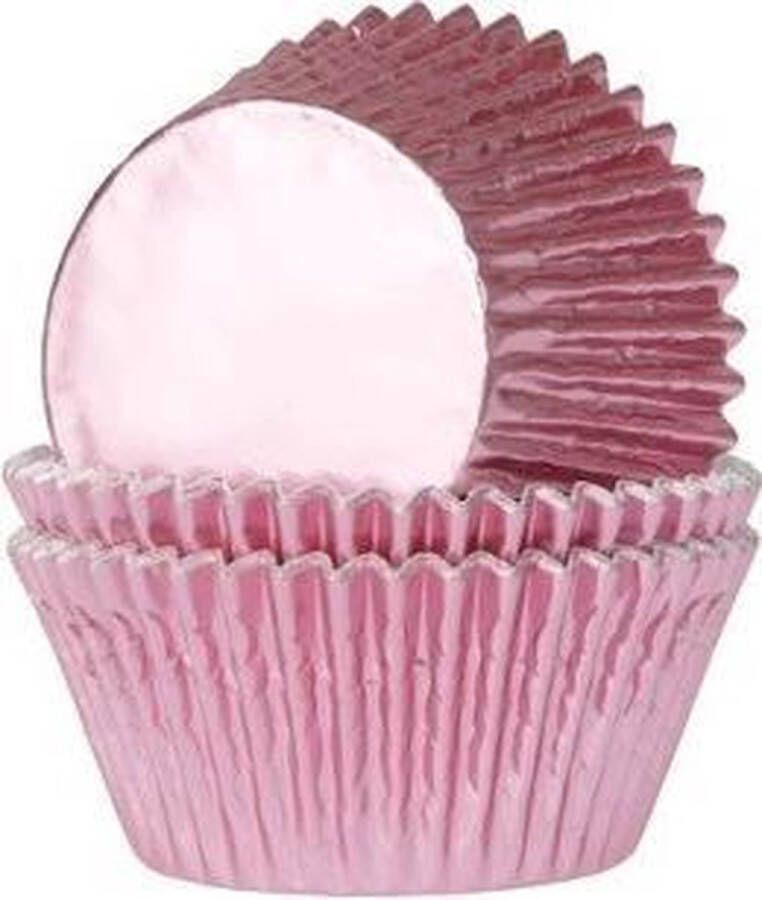House of Marie Cupcake Vormpjes Folie Baby Roze pk 24 Baking Cups