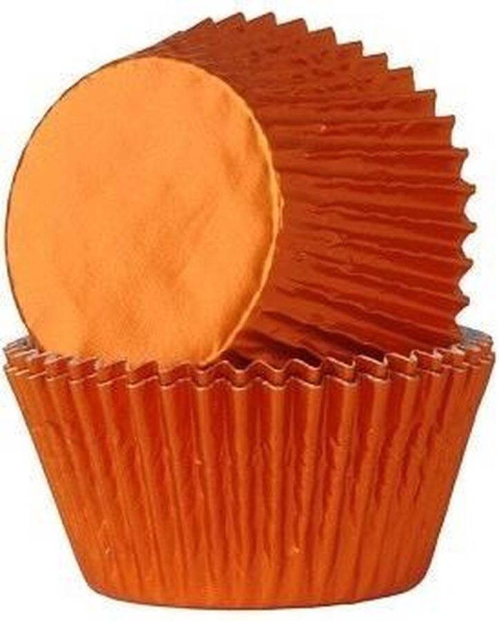 House of Marie Cupcake Vormpjes Folie Oranje pk 24 Baking Cups