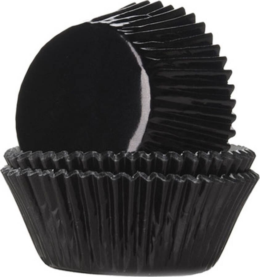 House of Marie Cupcake Vormpjes Folie Zwart pk 24 Baking Cups