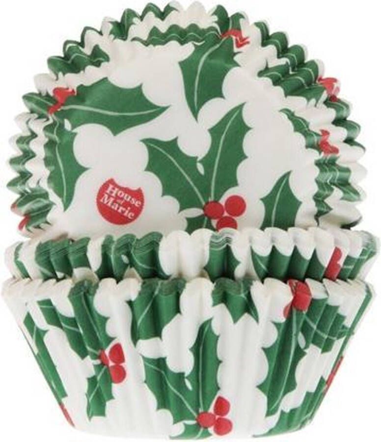 House of Marie Cupcake vormpjes Kerst Hulst 50 stuks