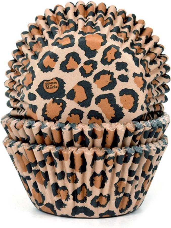 House of Marie Papieren Cupcakevormpjes Luipaard Print Bruin pk 50