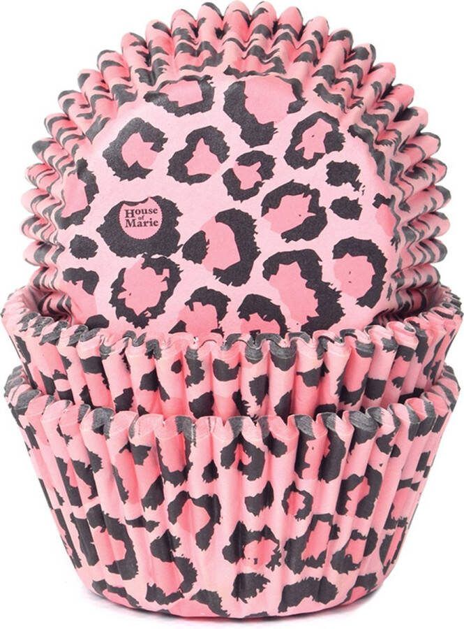 House of Marie Cupcake Vormpjes Luipaard Roze pk 50 Baking Cups